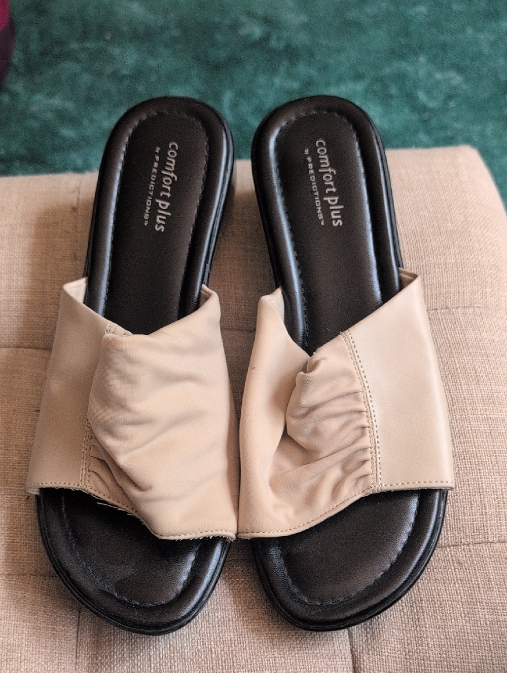 comfort plus by Predictions Nude Ruched Slide Sandals